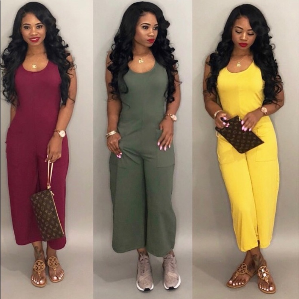 Burgundy Double pocket jumpsuit